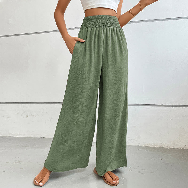 Olivenorma Pantaloni estivi casual a vita alta con elastico in vita e gamba larga - Verde menta - XL - image 53