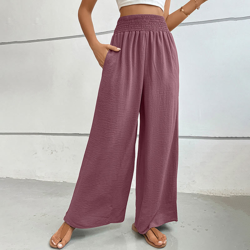 Olivenorma Pantaloni estivi casual a vita alta con elastico in vita e gamba larga - Rosso mattone - XL - image 41