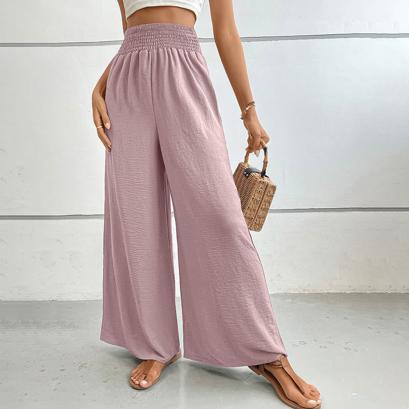 Olivenorma Pantaloni estivi casual a vita alta con elastico in vita e gamba larga - Rosa - XL - image 47