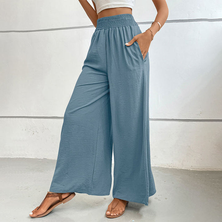 Olivenorma Pantaloni estivi casual a vita alta con elastico in vita e gamba larga - image 52