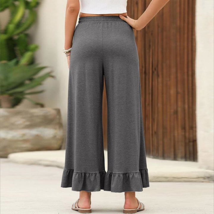 Olivenorma Pantaloni comodi casual larghi con orlo arricciato estivo da donna a nove punte - image 23