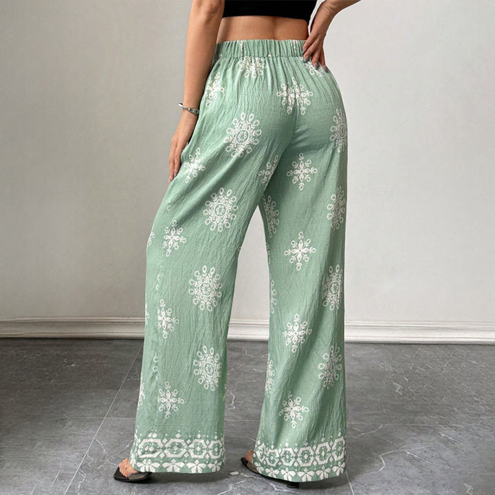 Olivenorma Pantaloni da donna casual larghi con stampa, vita elastica, comodi ed eleganti - image 6