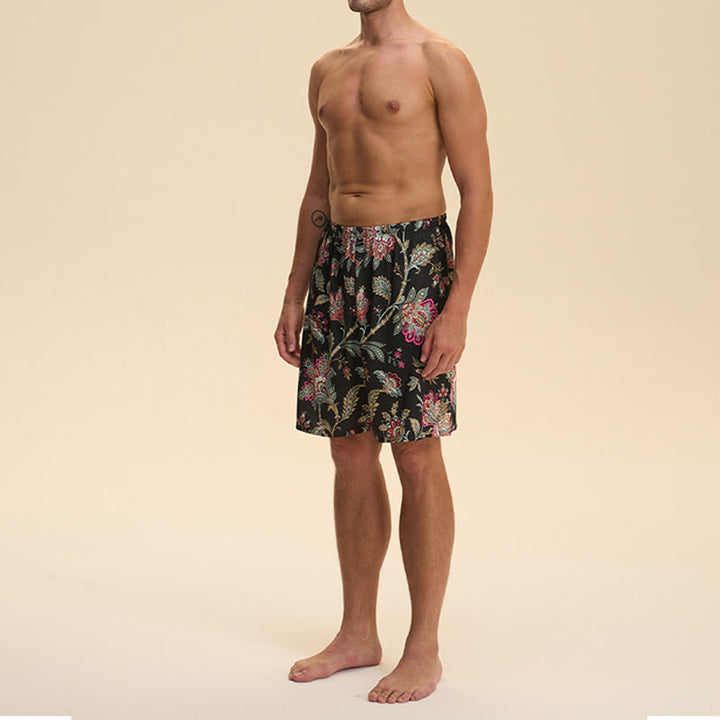 Olivenorma - Pantaloni corti da uomo estivi in ​​chiffon satinato, larghi, comodi ed eleganti, stampati - image 21