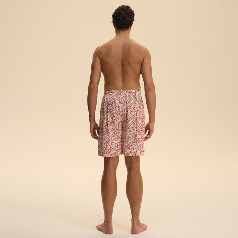 Olivenorma - Pantaloni corti da uomo estivi in ​​chiffon satinato, larghi, comodi ed eleganti, stampati - image 8