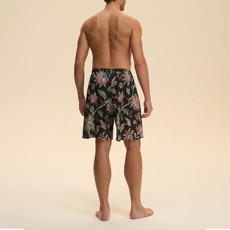 Olivenorma - Pantaloni corti da uomo estivi in ​​chiffon satinato, larghi, comodi ed eleganti, stampati - image 22