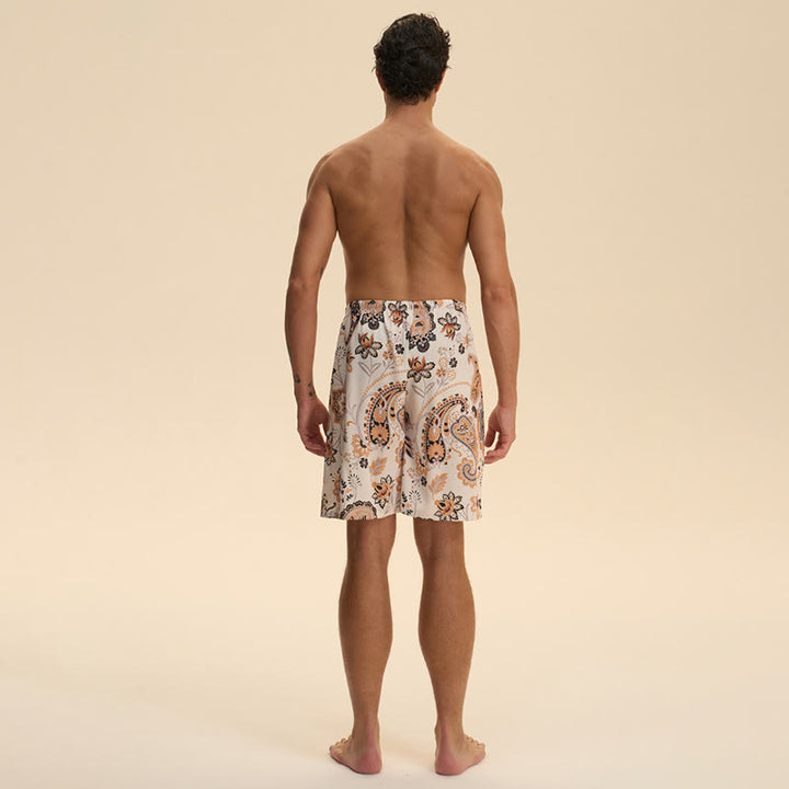 Olivenorma - Pantaloni corti da uomo estivi in ​​chiffon satinato, larghi, comodi ed eleganti, stampati - image 3