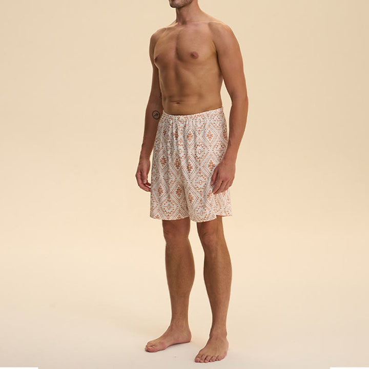 Olivenorma - Pantaloni corti da uomo estivi in ​​chiffon satinato, larghi, comodi ed eleganti, stampati - image 16