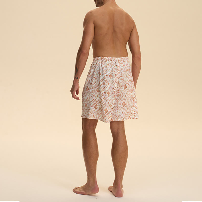 Olivenorma - Pantaloni corti da uomo estivi in ​​chiffon satinato, larghi, comodi ed eleganti, stampati - image 18