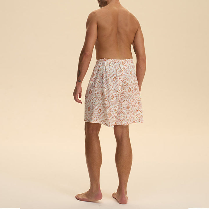 Olivenorma - Pantaloni corti da uomo estivi in ​​chiffon satinato, larghi, comodi ed eleganti, stampati - image 18