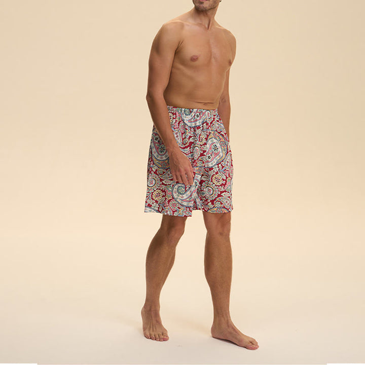 Olivenorma - Pantaloni corti da uomo estivi in ​​chiffon satinato, larghi, comodi ed eleganti, stampati - image 11