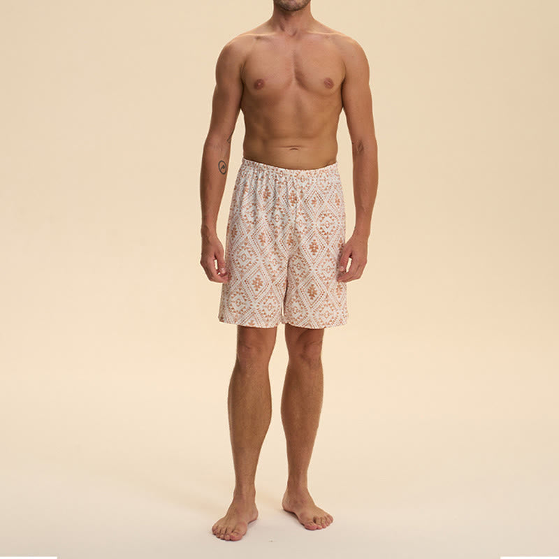 Olivenorma - Pantaloni corti da uomo estivi in ​​chiffon satinato, larghi, comodi ed eleganti, stampati - image 17