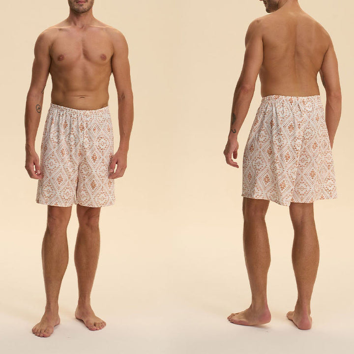 Olivenorma - Pantaloni corti da uomo estivi in ​​chiffon satinato, larghi, comodi ed eleganti, stampati - image 19