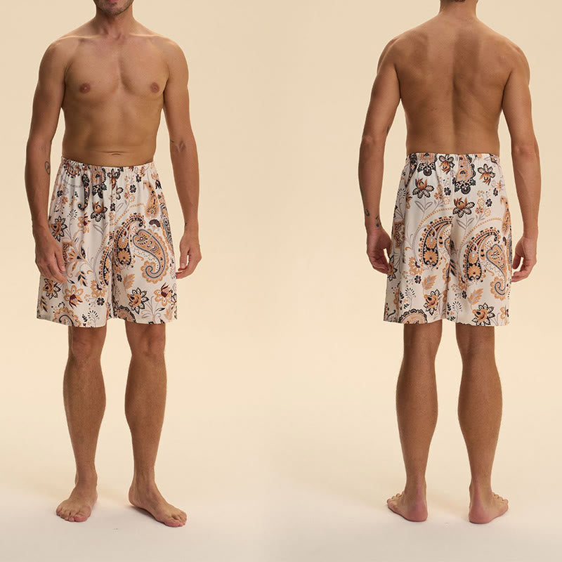 Olivenorma - Pantaloni corti da uomo estivi in ​​chiffon satinato, larghi, comodi ed eleganti, stampati - image 4