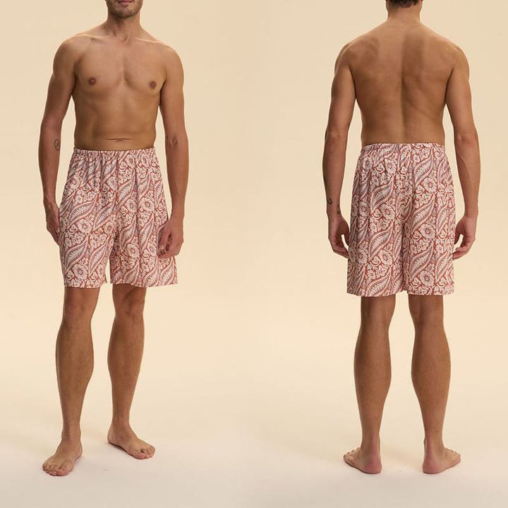 Olivenorma - Pantaloni corti da uomo estivi in ​​chiffon satinato, larghi, comodi ed eleganti, stampati - image 9