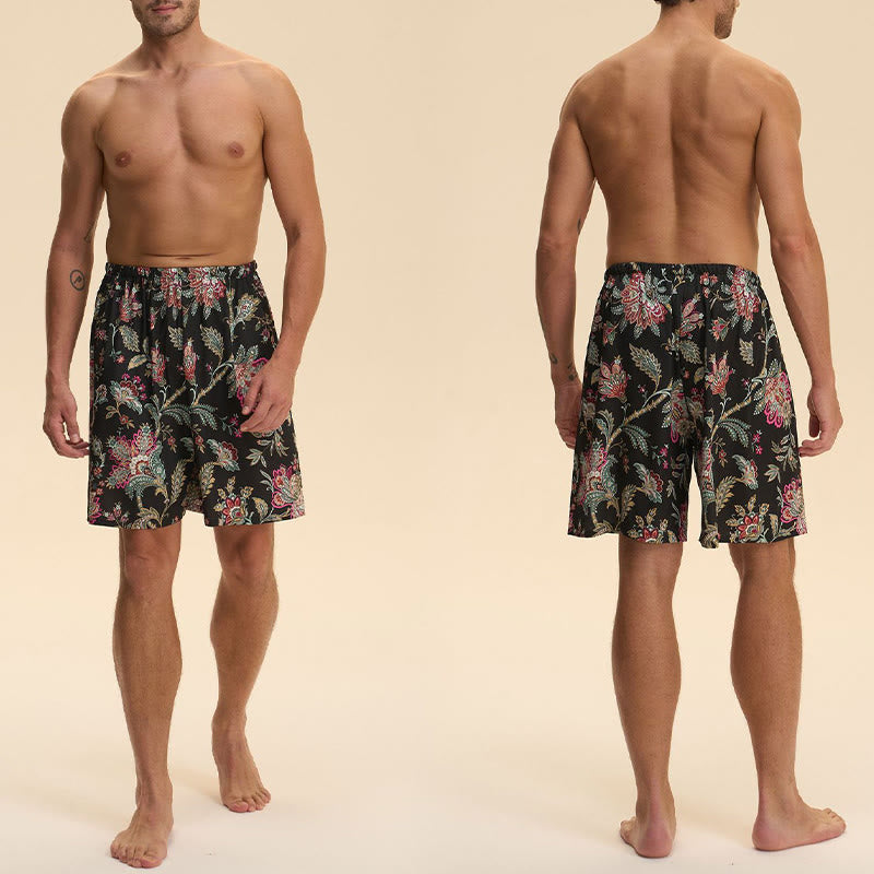 Olivenorma - Pantaloni corti da uomo estivi in ​​chiffon satinato, larghi, comodi ed eleganti, stampati - image 23