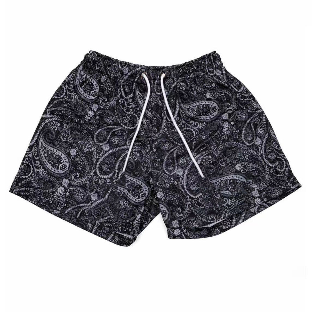 Pantaloni estivi da basket oversize ad asciugatura rapida in rete Paisley Olivenorma - Nero - 3XL - image 1