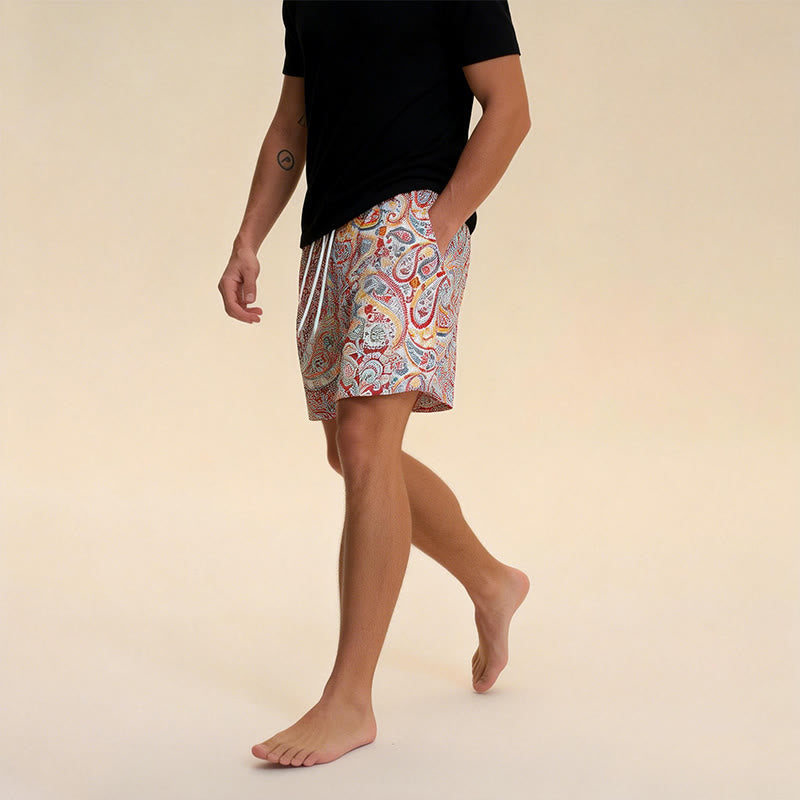 Pantaloni estivi da basket oversize ad asciugatura rapida in rete Paisley Olivenorma - image 13
