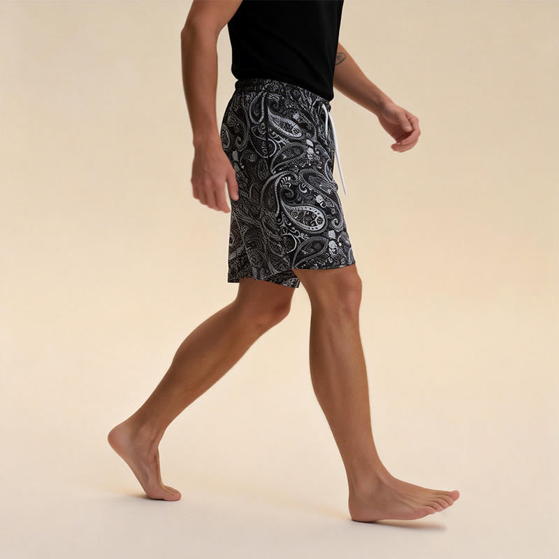 Pantaloni estivi da basket oversize ad asciugatura rapida in rete Paisley Olivenorma - image 5