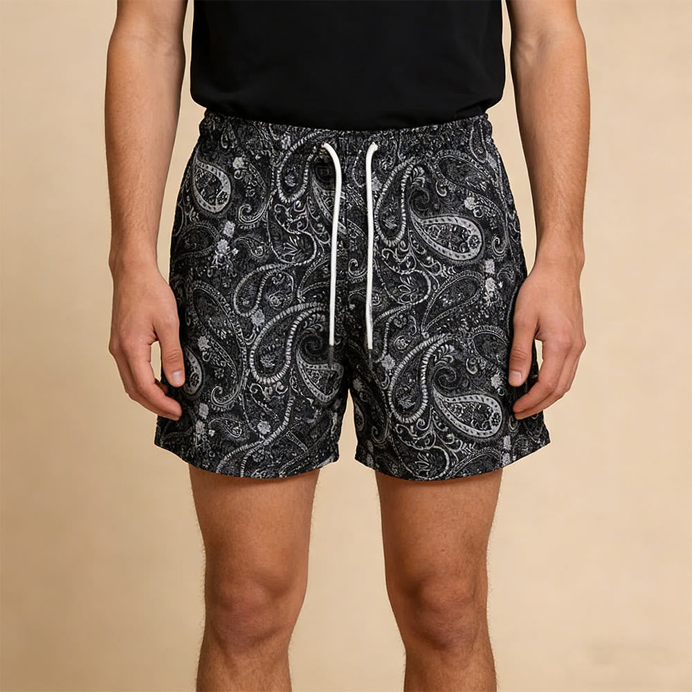 Pantaloni estivi da basket oversize ad asciugatura rapida in rete Paisley Olivenorma - image 0