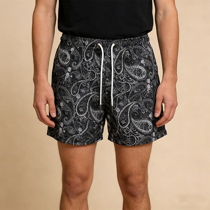 Pantaloni estivi da basket oversize ad asciugatura rapida in rete Paisley Olivenorma - image 0