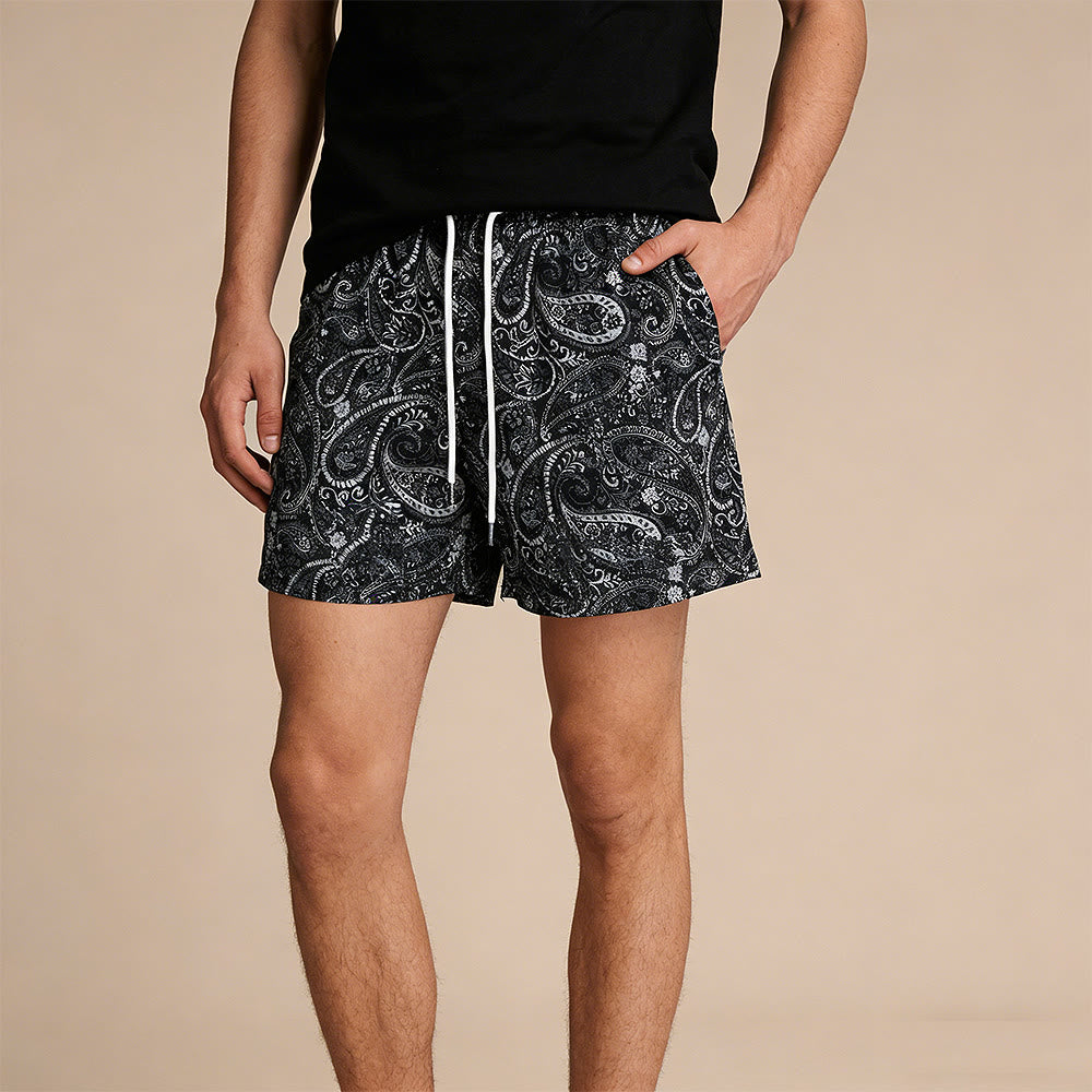 Pantaloni estivi da basket oversize ad asciugatura rapida in rete Paisley Olivenorma - image 2