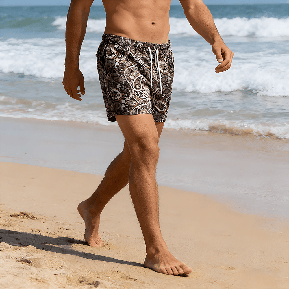 Pantaloni estivi da basket oversize ad asciugatura rapida in rete Paisley Olivenorma - image 9