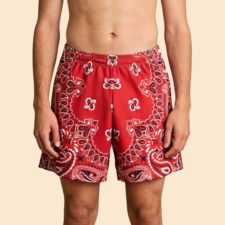 Olivenorma - Pantaloncini sportivi da basket e corsa, stampati, estivi, alla moda, da uomo - Rosso - 3XL - image 0