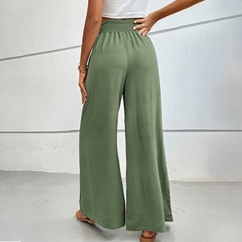 Olivenorma Pantaloni estivi casual a vita alta con elastico in vita e gamba larga - image 55