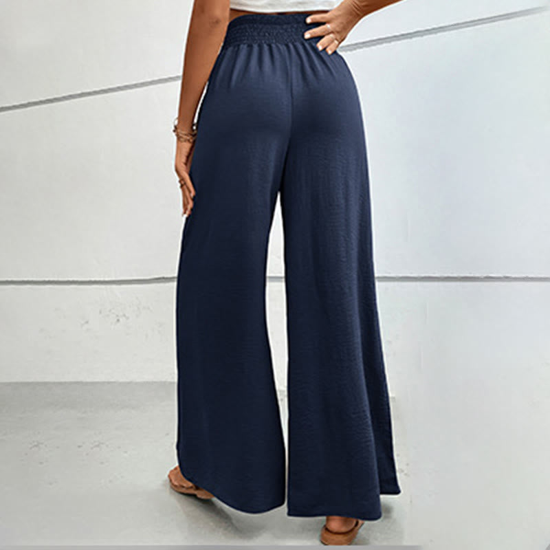 Olivenorma Pantaloni estivi casual a vita alta con elastico in vita e gamba larga - image 9
