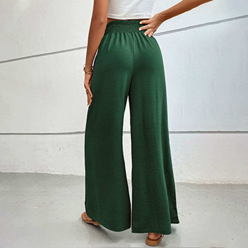 Olivenorma Pantaloni estivi casual a vita alta con elastico in vita e gamba larga - image 37