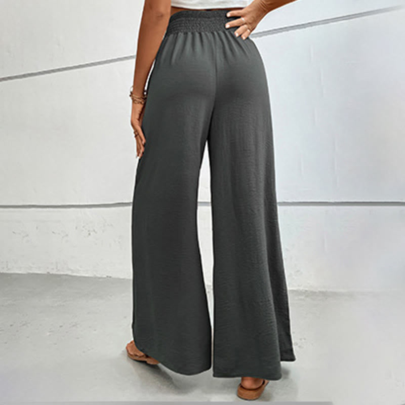 Olivenorma Pantaloni estivi casual a vita alta con elastico in vita e gamba larga - image 24