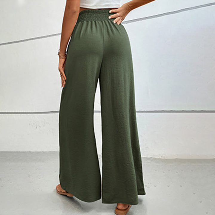 Olivenorma Pantaloni estivi casual a vita alta con elastico in vita e gamba larga - image 21