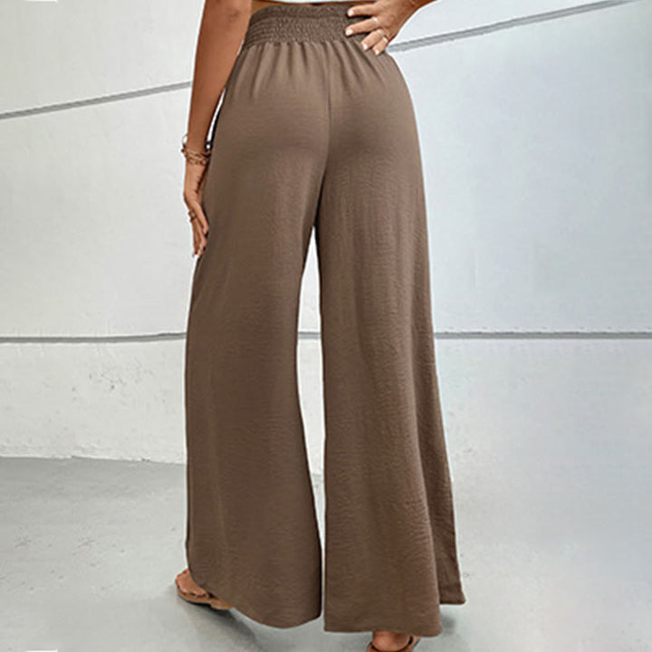 Olivenorma Pantaloni estivi casual a vita alta con elastico in vita e gamba larga - image 5