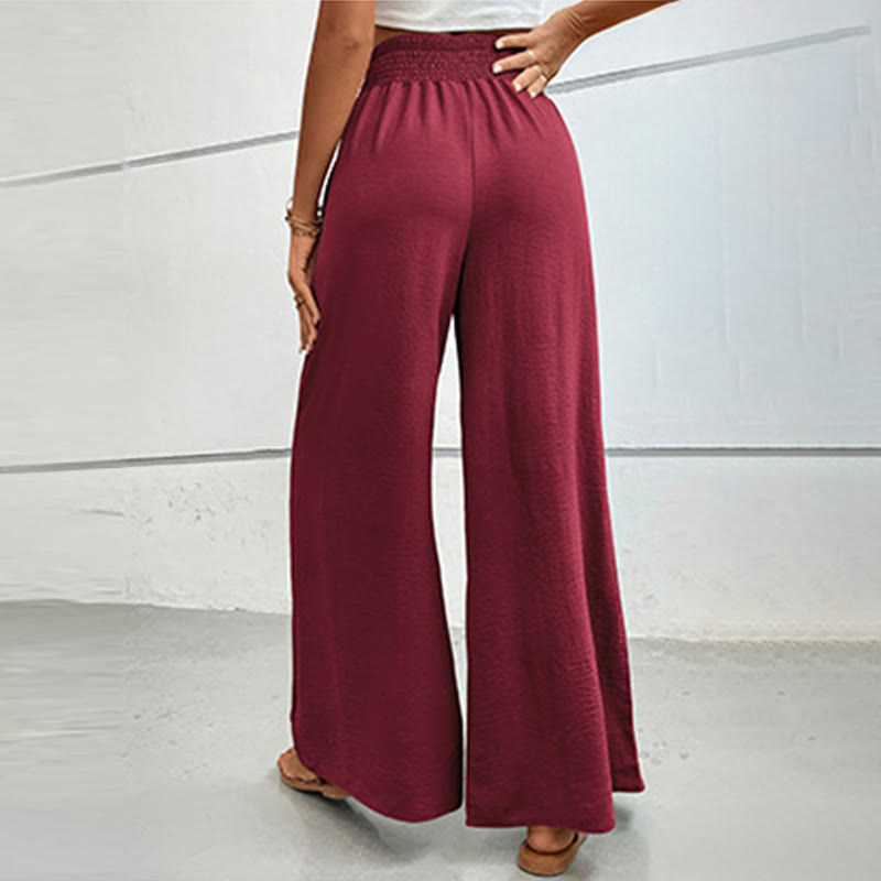 Olivenorma Pantaloni estivi casual a vita alta con elastico in vita e gamba larga - image 32