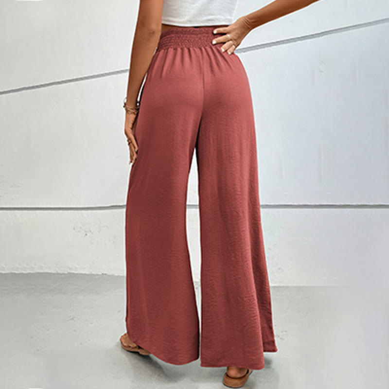 Olivenorma Pantaloni estivi casual a vita alta con elastico in vita e gamba larga - image 30