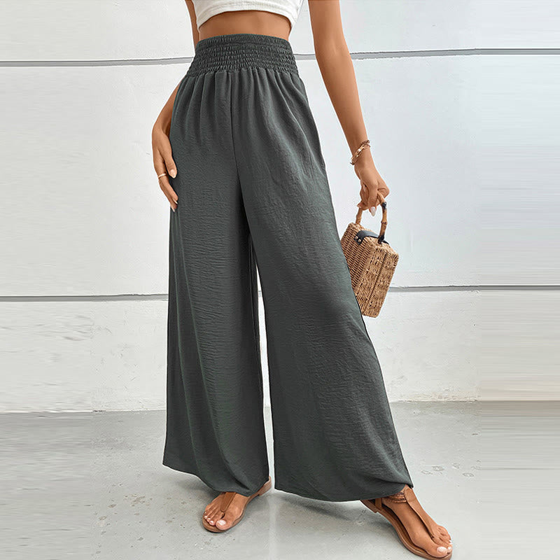 Olivenorma Pantaloni estivi casual a vita alta con elastico in vita e gamba larga - Grigio scuro - XL - image 22
