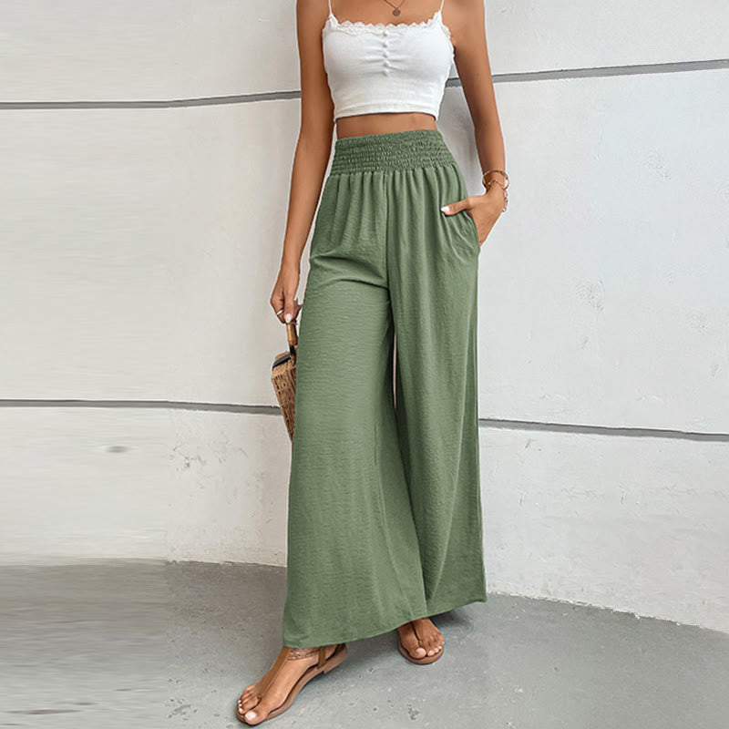 Olivenorma Pantaloni estivi casual a vita alta con elastico in vita e gamba larga - image 54