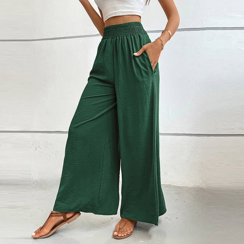 Olivenorma Pantaloni estivi casual a vita alta con elastico in vita e gamba larga - image 36