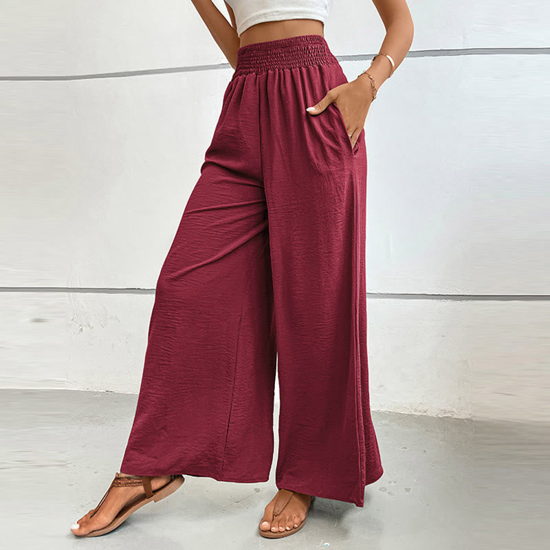 Olivenorma Pantaloni estivi casual a vita alta con elastico in vita e gamba larga - image 33