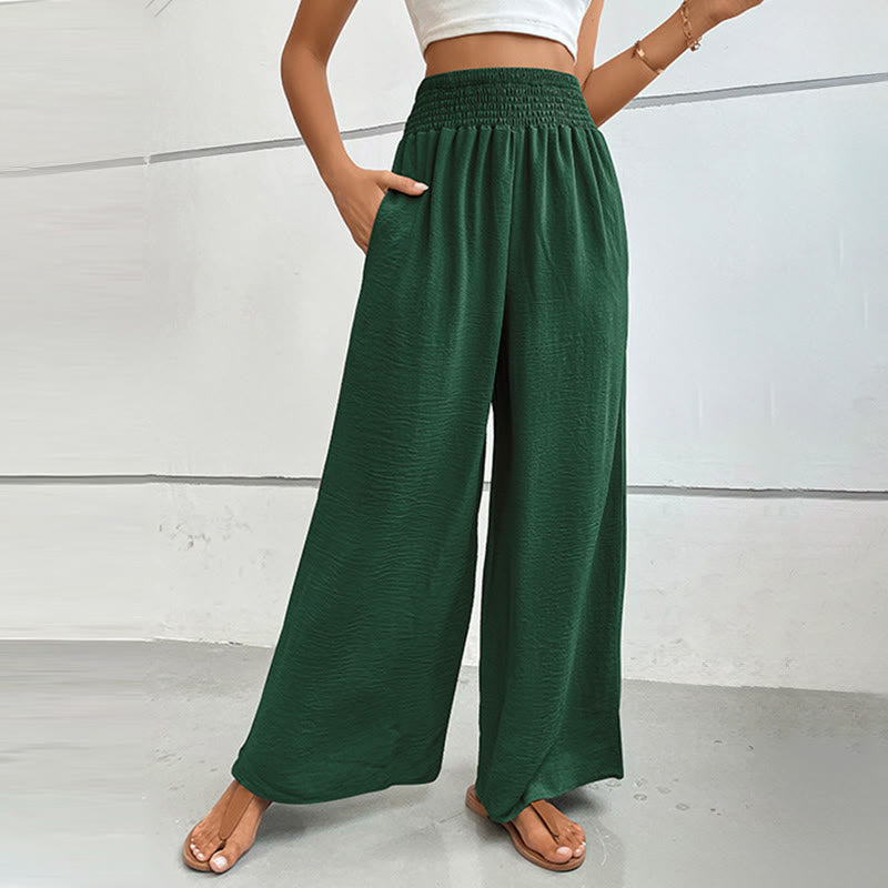 Olivenorma Pantaloni estivi casual a vita alta con elastico in vita e gamba larga - image 35