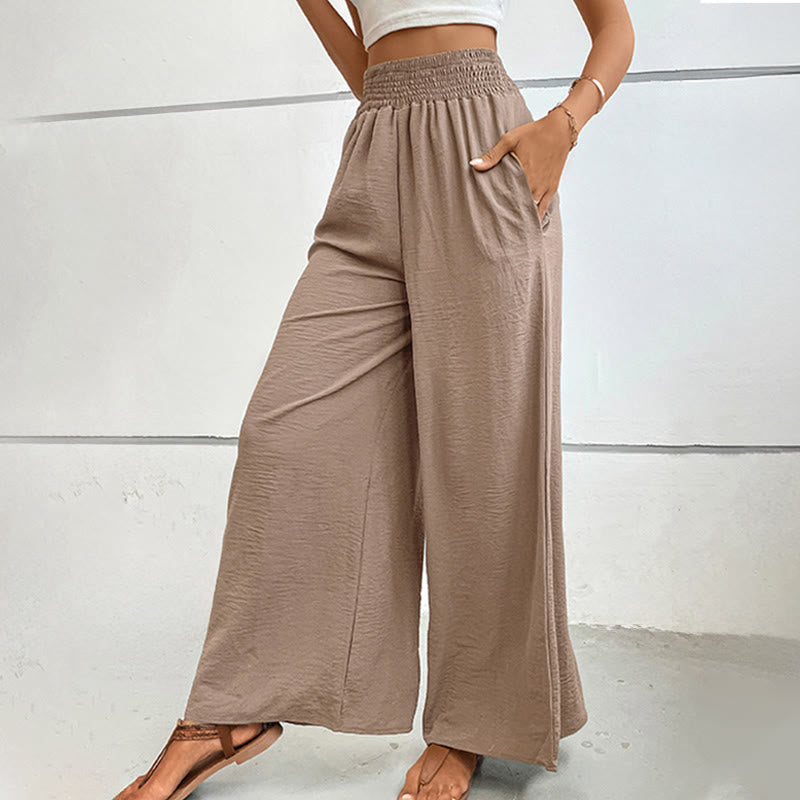 Olivenorma Pantaloni estivi casual a vita alta con elastico in vita e gamba larga - image 17