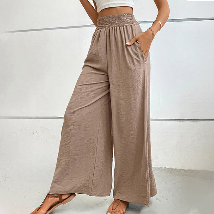 Olivenorma Pantaloni estivi casual a vita alta con elastico in vita e gamba larga - image 17