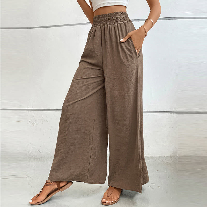 Olivenorma Pantaloni estivi casual a vita alta con elastico in vita e gamba larga - image 6
