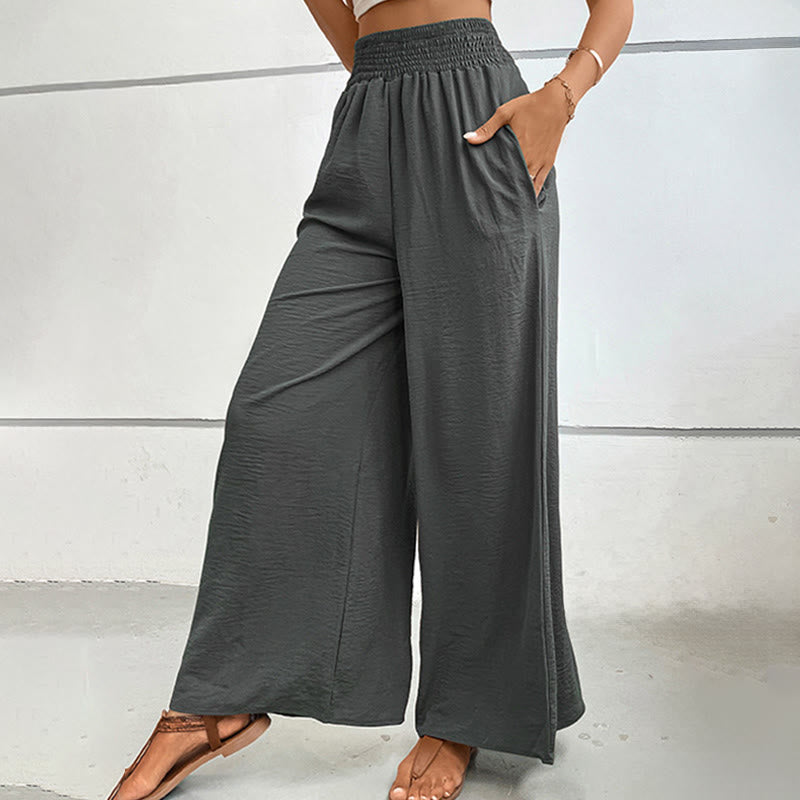 Olivenorma Pantaloni estivi casual a vita alta con elastico in vita e gamba larga - image 23