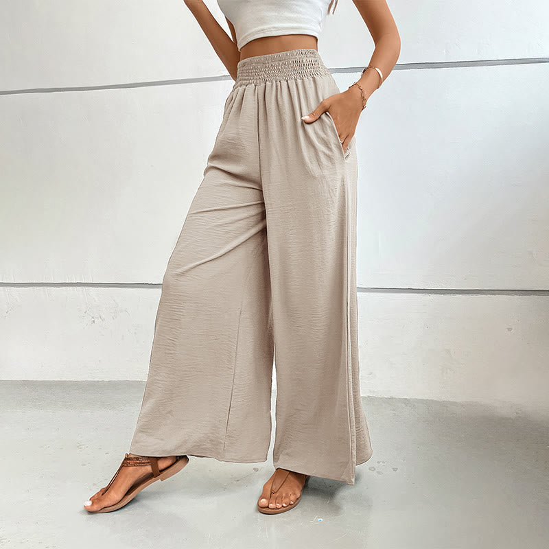 Olivenorma Pantaloni estivi casual a vita alta con elastico in vita e gamba larga - image 14