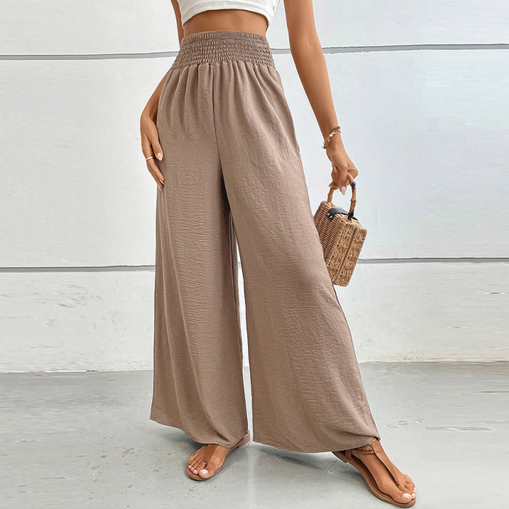 Olivenorma Pantaloni estivi casual a vita alta con elastico in vita e gamba larga - Cachi - XL - image 16
