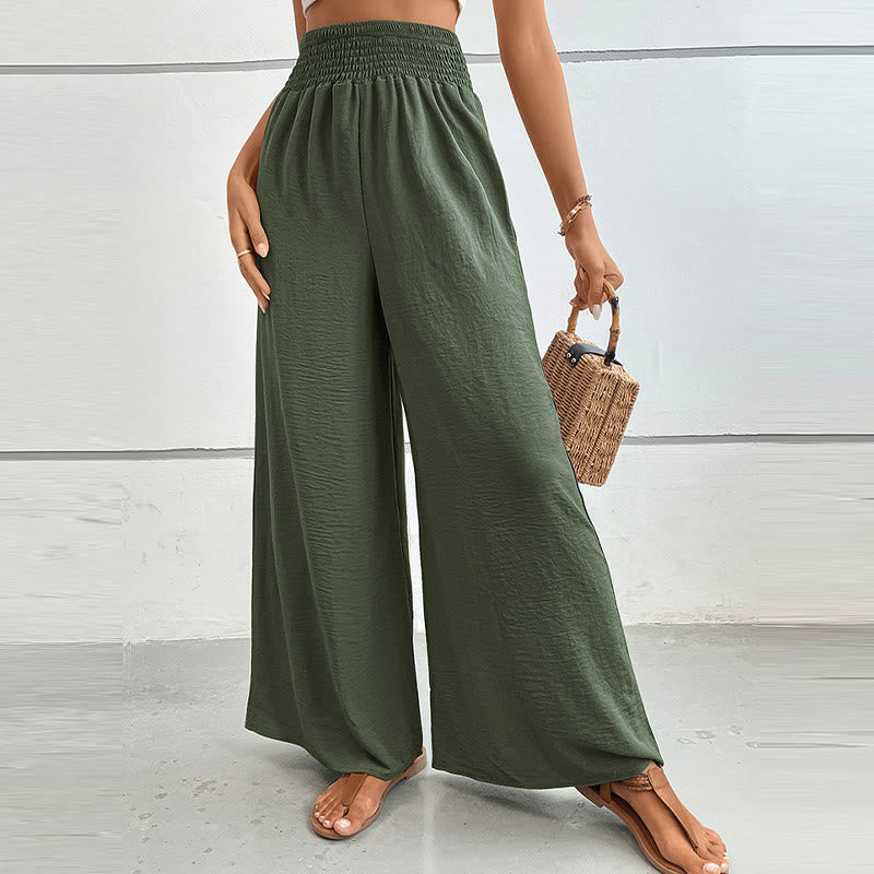 Olivenorma Pantaloni estivi casual a vita alta con elastico in vita e gamba larga - image 20