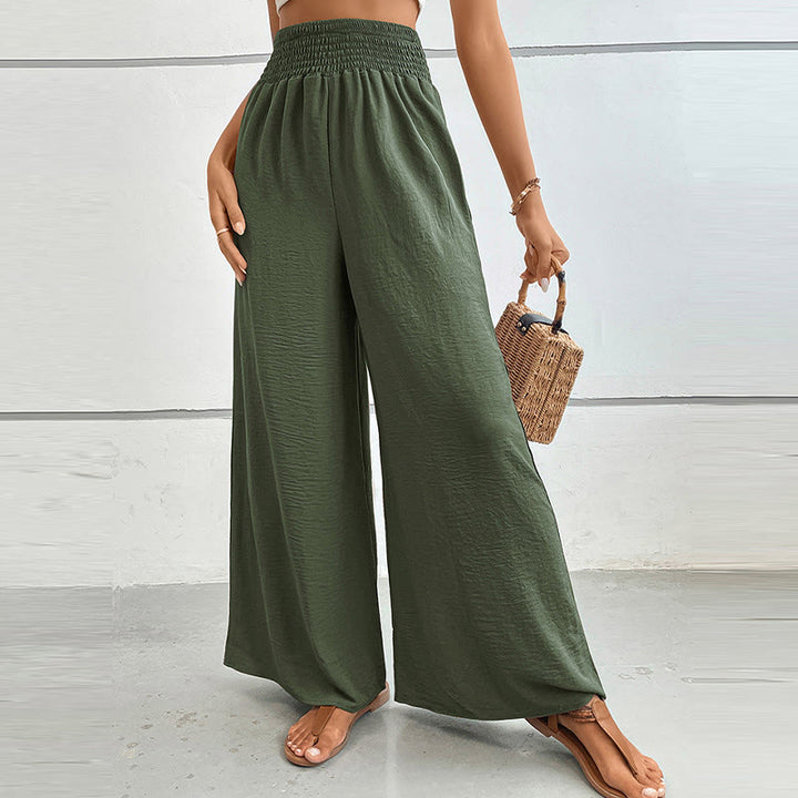 Olivenorma Pantaloni estivi casual a vita alta con elastico in vita e gamba larga - image 20