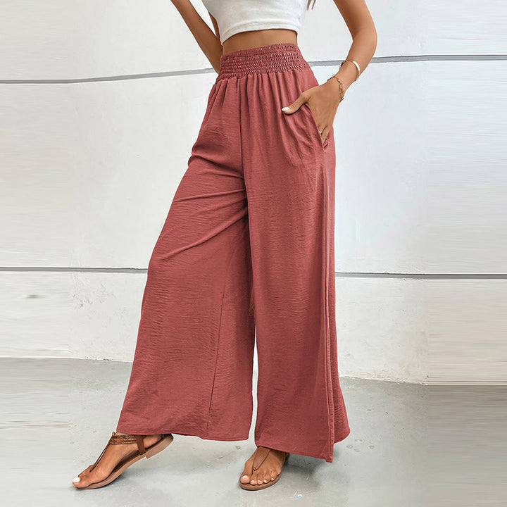 Olivenorma Pantaloni estivi casual a vita alta con elastico in vita e gamba larga - image 29