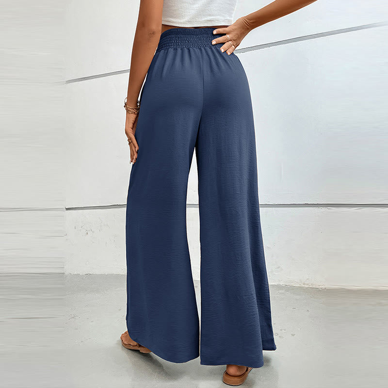 Olivenorma Pantaloni estivi casual a vita alta con elastico in vita e gamba larga - image 12